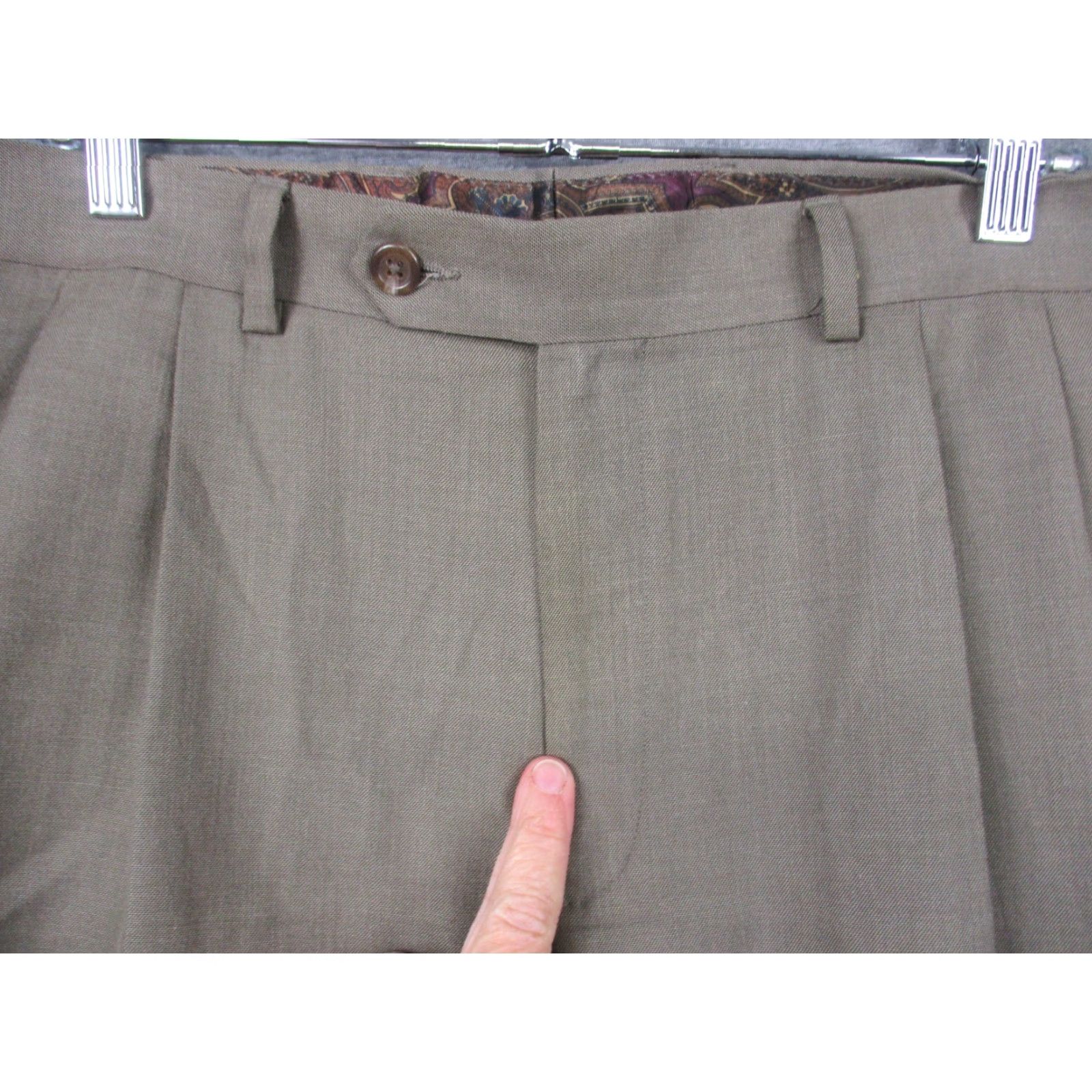 Ralph Lauren VINTAGE Lauren Ralph Lauren Pants 36x30 Wool Tan Pleated Cuffed Mens Regular Straight Dress Pants Brown Peak 90s Size US 36 / EU 52 - 2 Thumbnail