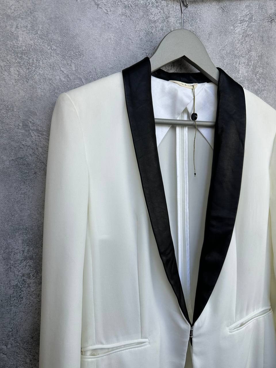 Rag & Bone Rag & Bone White Tuxedo Blazer Jacket Leather Shawl Collar Size S / US 4 / IT 40 - 3 Thumbnail