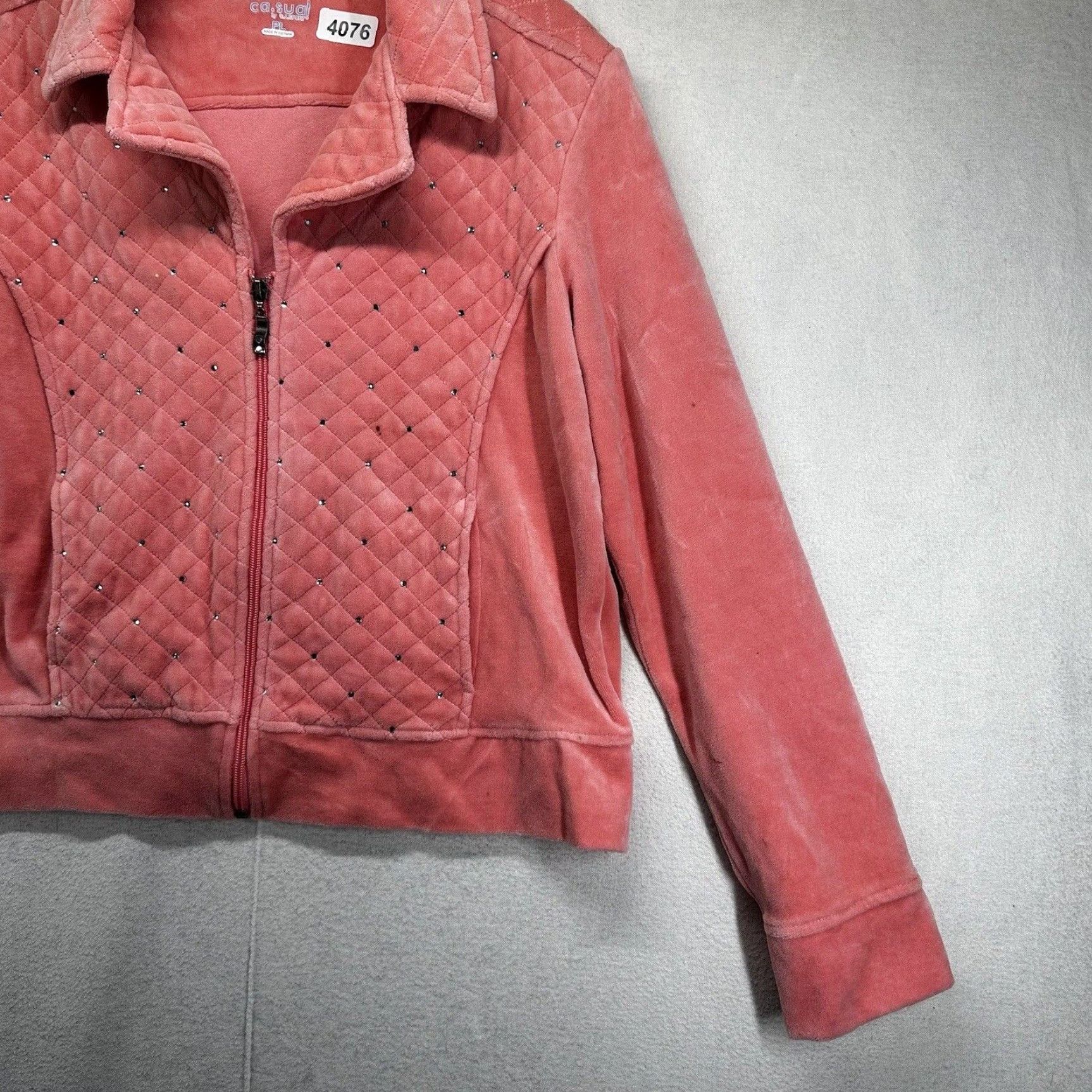 CLOT CA.SUAL BY CA SPORT Womens Faux Suede Cloth Jacket Zip Short Pink Petite Large Buttons Studded Casual Party/Cocktail Travel Womens Size L / US 10 / IT 46 - 5 Thumbnail