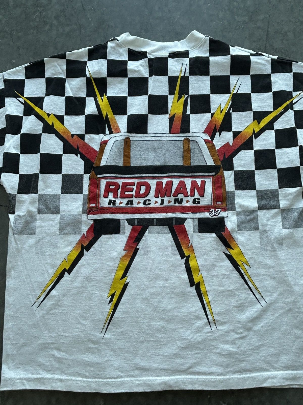 NASCAR Brand New Vintage 90s Red Man Racing AOP Graphic Tee Size US XL / EU 56 / 4 - 7 Thumbnail