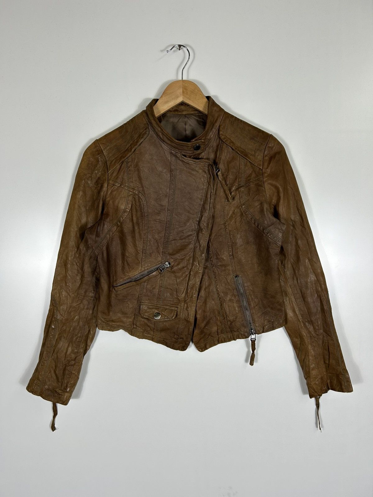 Japanese Brand ⚡️Vintage Sheepskin Leather Zipper Biker Jacket Size M / US 6-8 / IT 42-44 - 1 Thumbnail