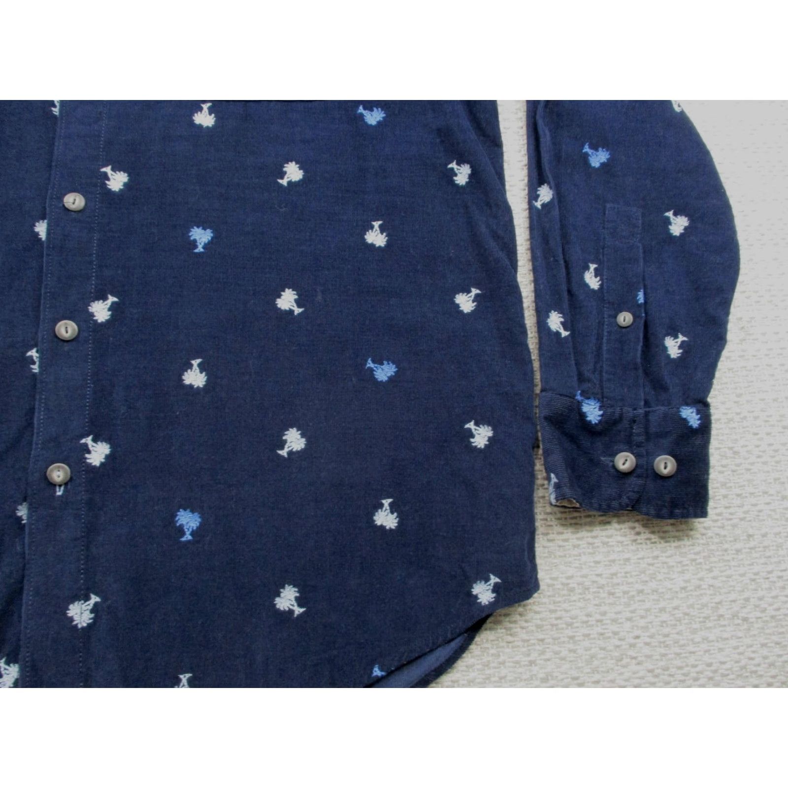 Tommy Bahama Tommy Bahama Corduroy Shirt Mens Large Navy Blue Palm Tree Embroidered Casual Size US L / EU 52-54 / 3 - 2 Thumbnail