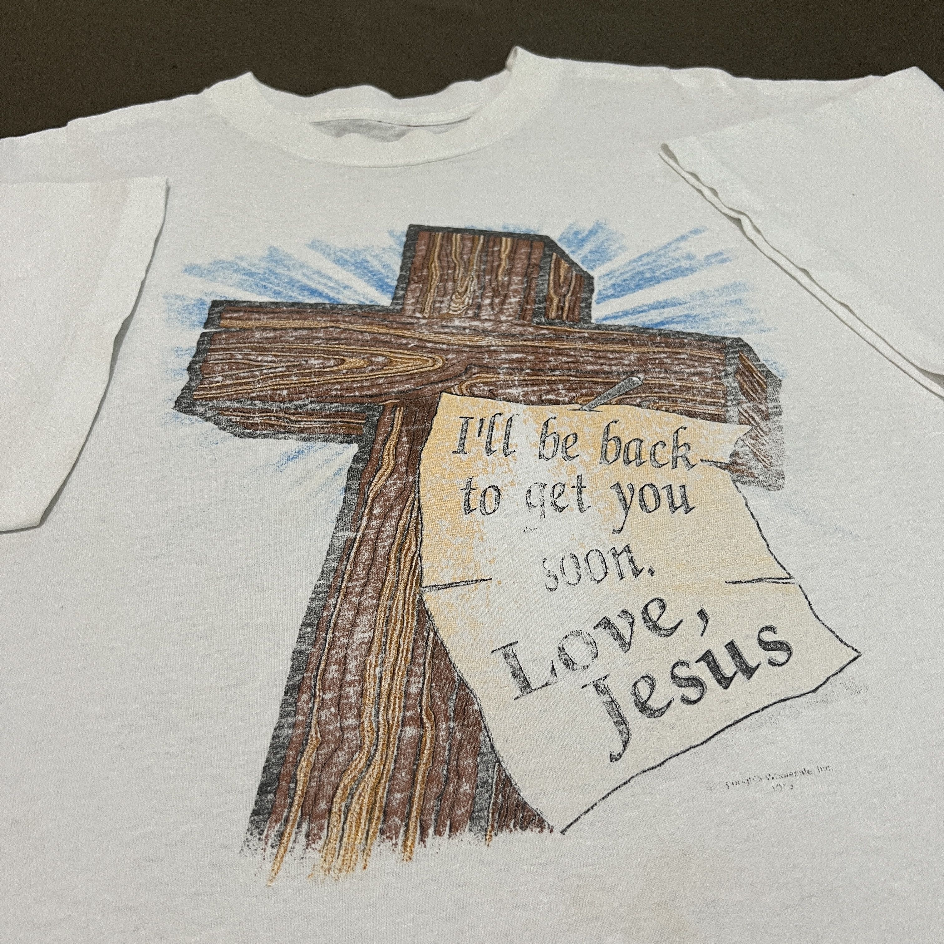 Vintage Vintage 90s Jesus God Christ Bible Holy Cross Tee XL Size US XL / EU 56 / 4 - 1 Thumbnail