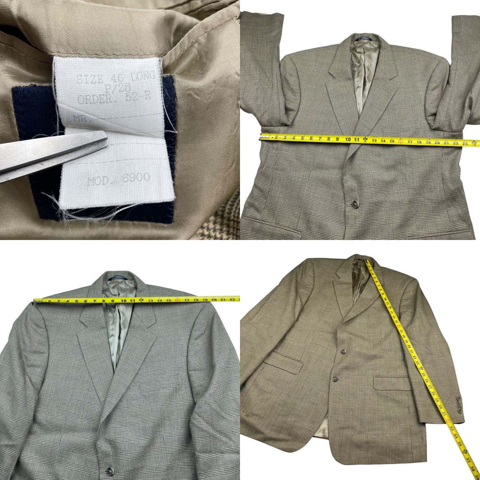 Brooks Brothers Brooks Brothers Men's Blazer 100% Wool Beige/Green Glen Plaid 2-Button 46L Jacket Long Mens Size 46R - 8 Thumbnail