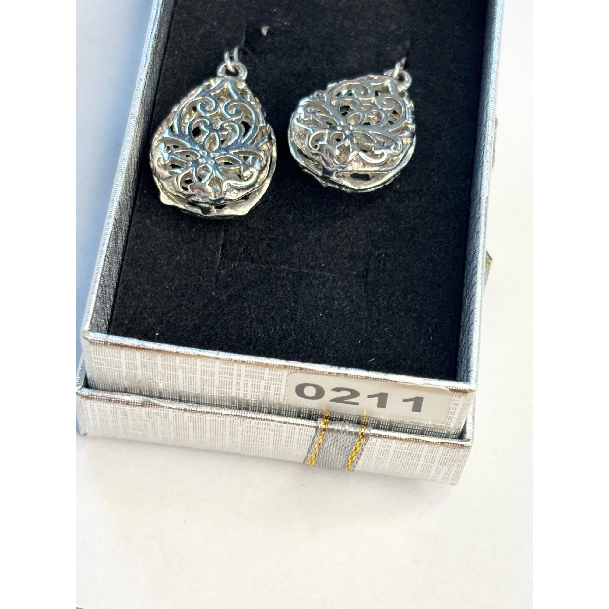 Other Elegant Silver Filigree Teardrop Dangle Earrings With Gift B Size ONE SIZE - 6 Thumbnail