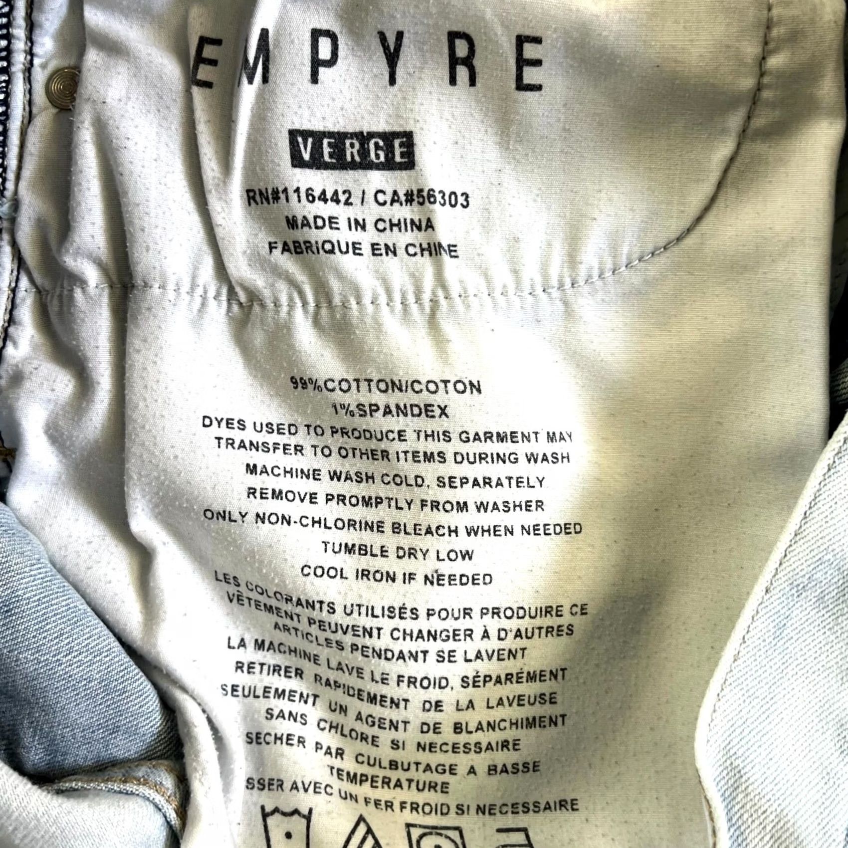 Empyre Empyre Verge Jeans Mens 32 Light Blue Denim Cotton Stretch Skinny Leg Streetwear Jeans Size US 32 / EU 48 - 7 Thumbnail
