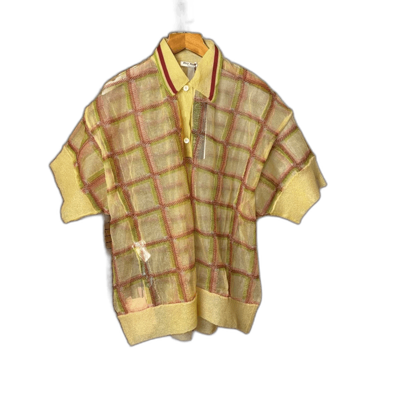 Miu Miu Miu Miu Checked Mesh Polo Shirt for Women Size US M / EU 48-50 / 2 - 1 Thumbnail
