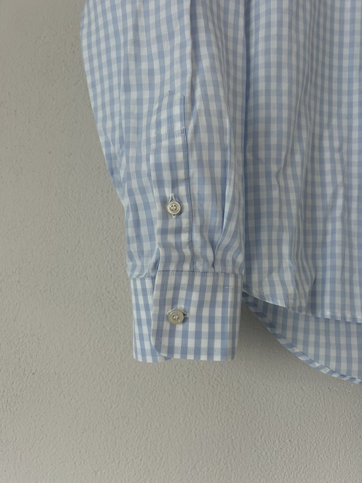 Gucci Gucci Blue Gingham Shirt with Bee Cuff Patch Size US M / EU 48-50 / 2 - 7 Thumbnail