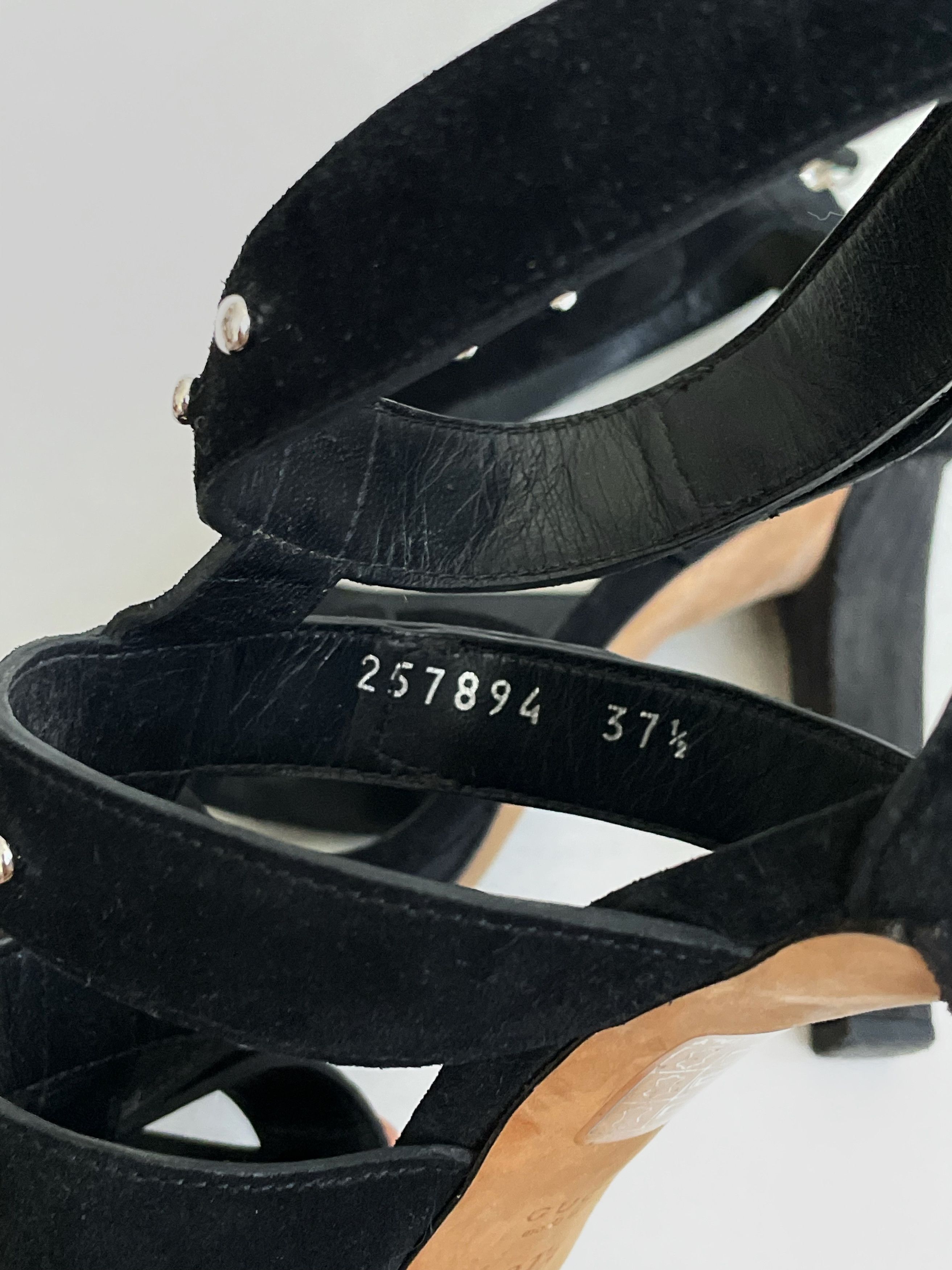 Gucci Gucci Vintage Studded Gladiator Sandals Black Suede Leather Size US 7.5 / IT 37.5 - 9 Thumbnail