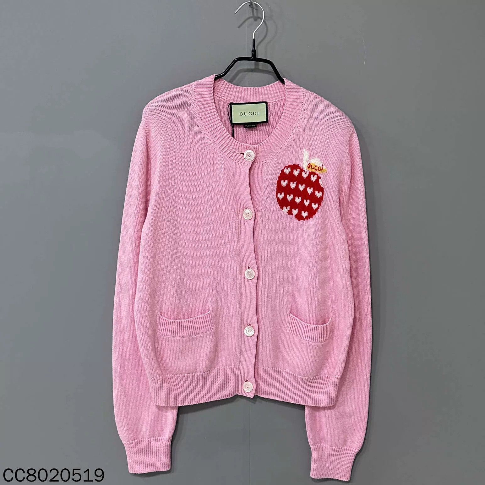 Gucci GUCCI pink apple logo knit cardigan M Size M / US 6-8 / IT 42-44 - 1 Thumbnail