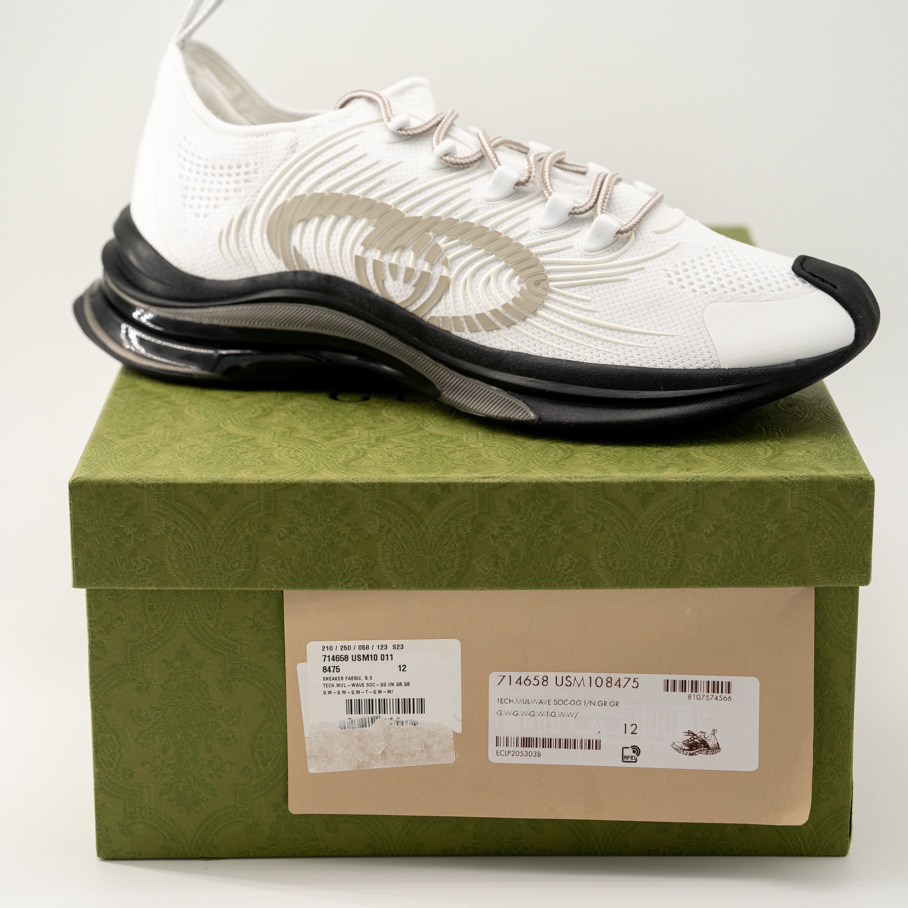 Gucci 12G 12.5 US Gucci Run Sneaker White Black Knit Sneakers Size US 12.5 / EU 45-46 - 7 Thumbnail