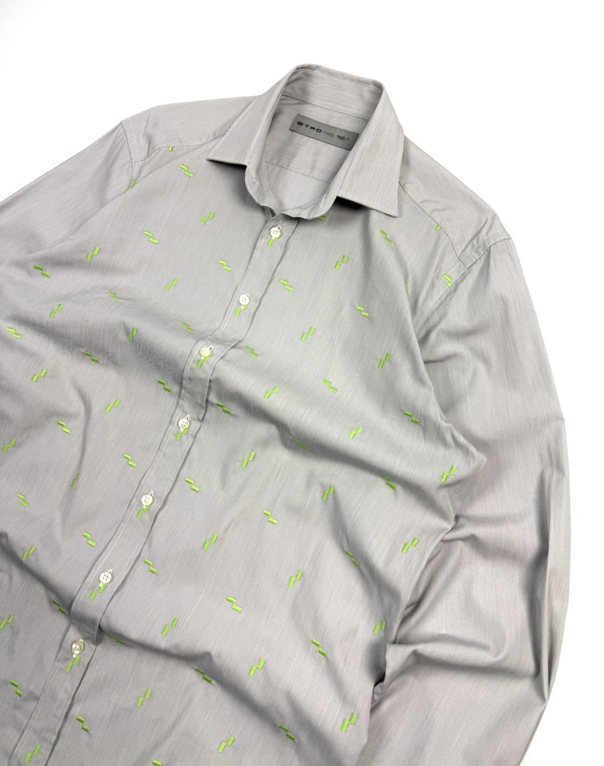 Etro Rare ETRO Luxury Cotton Button-Up Shirt Gray Italy Vintage Size US L / EU 52-54 / 3 - 8 Thumbnail