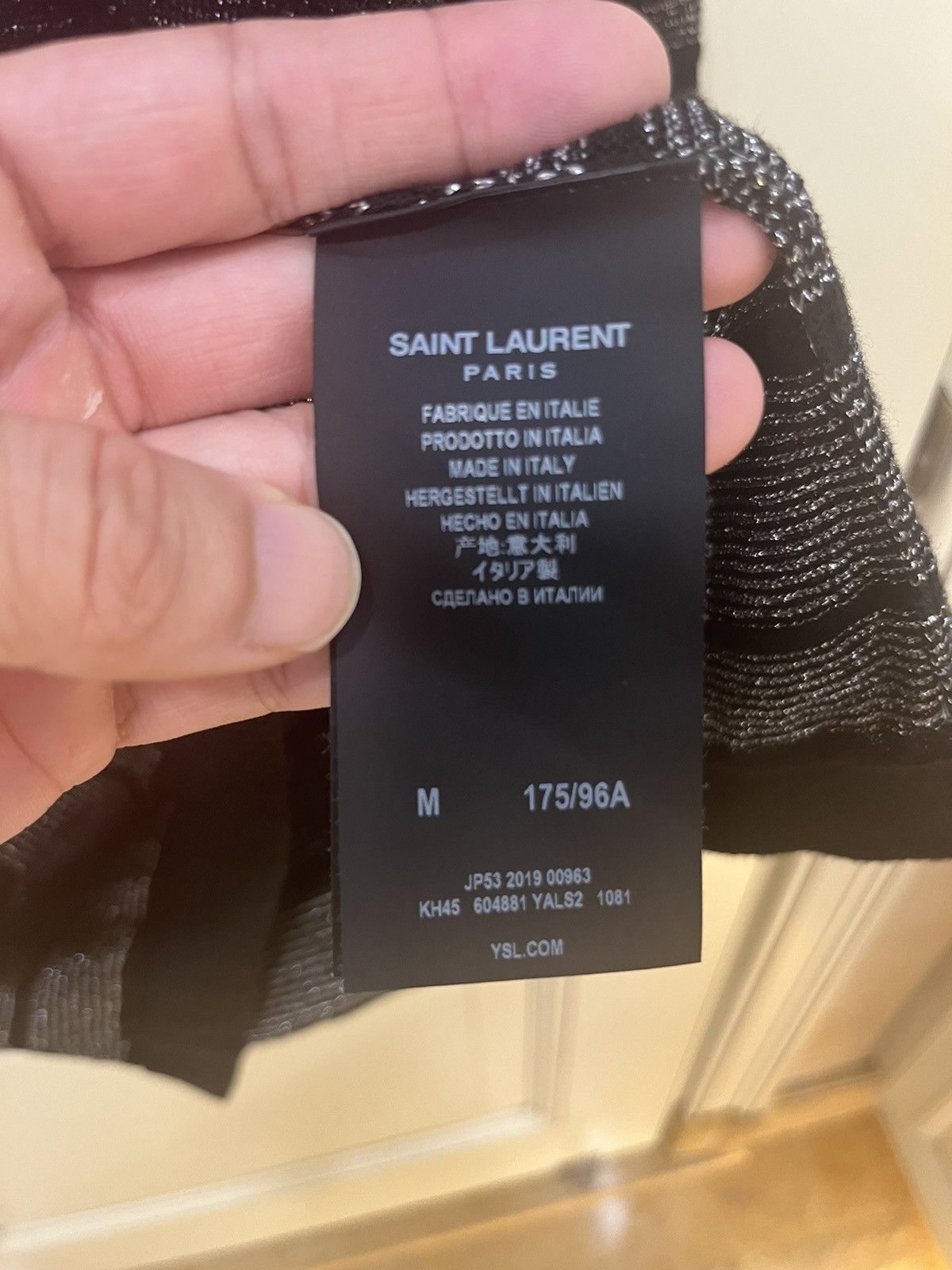 Saint Laurent Paris Black and silver Lurex polo T shirt size m Size US M / EU 48-50 / 2 - 9 Thumbnail