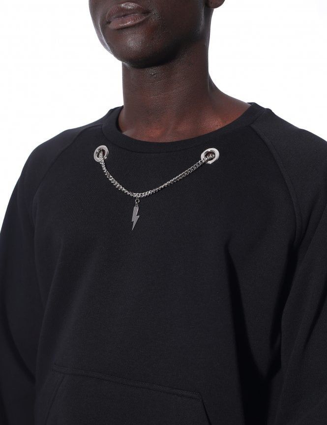Neil Barrett Neil Barrett Black Thunderbolt Chain Sweatshirt Size US L / EU 52-54 / 3 - 6 Thumbnail