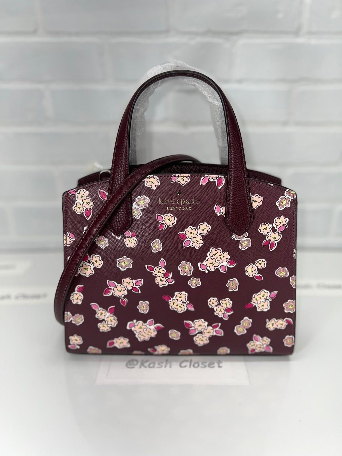 Kate Spade Satchel Tinsel Frosted floral Bag Purse Deep Ber