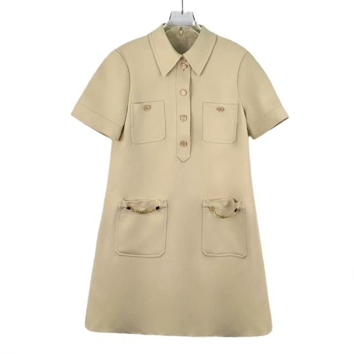 Gucci Gucci Double G Silk Wool Short-Sleeve Dress Size S / US 4 / IT 40 - 1 Thumbnail