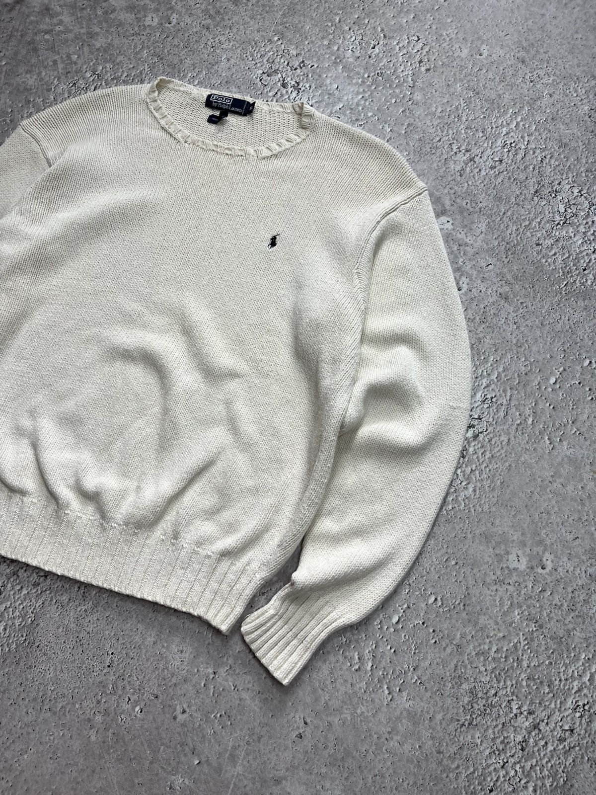 Polo Ralph Lauren Vintage Polo Ralph Lauren Men’s Knit Sweater XL Cream Cotton Size US XL / EU 56 / 4 - 2 Thumbnail
