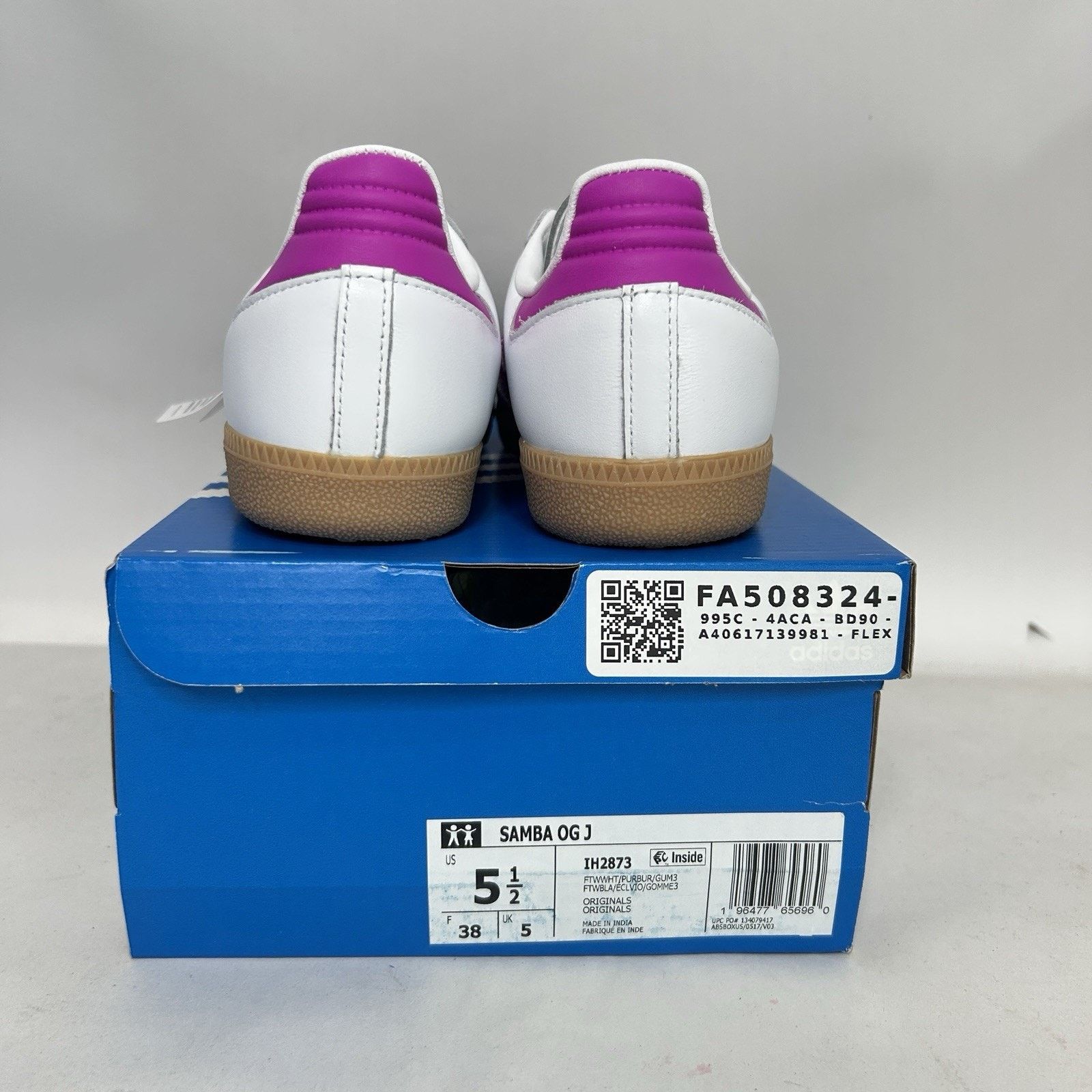 Adidas adidas Samba OG GS “White Purple Burst Gum” Size US 6.5 / IT 36.5 - 4 Thumbnail