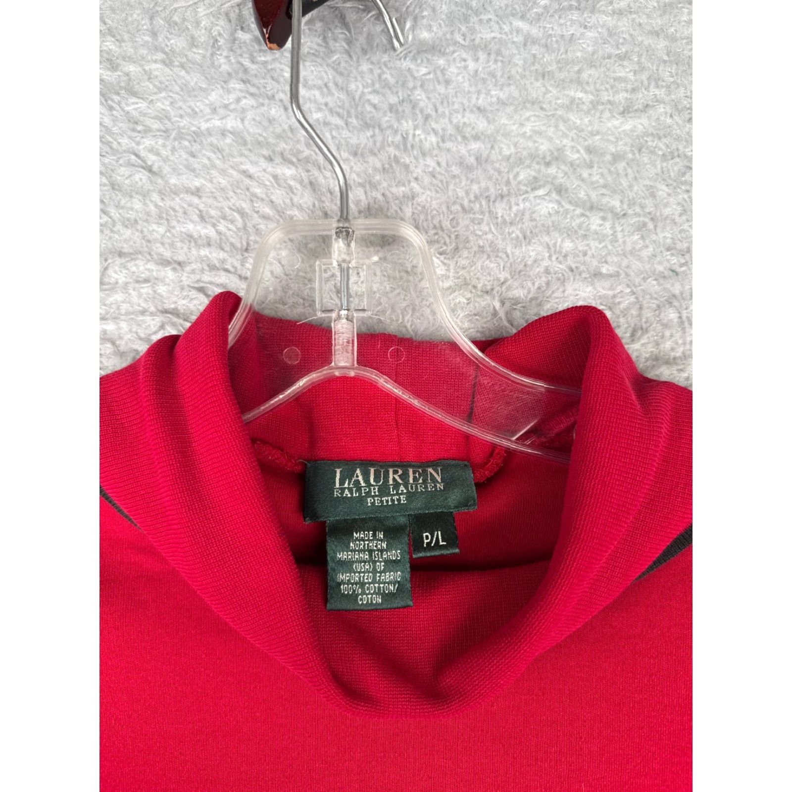 Ralph Lauren Lauren Ralph Lauren Shirt Women Petite Large Red Long Sleeve Cotton Turtleneck Logo Knit Casual All Seasons Equestrian Horse Outdoor Womens Size L / US 10 / IT 46 - 7 Thumbnail