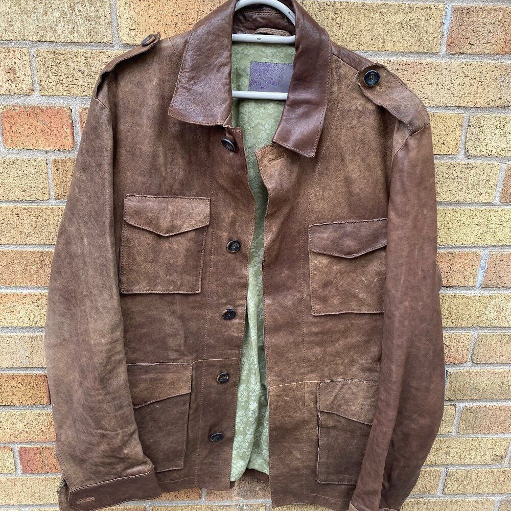 Ted Baker Vintage Ted Baker London Leather M-65 Field Jacket Brown Si Size US XL / EU 56 / 4 - 4 Thumbnail