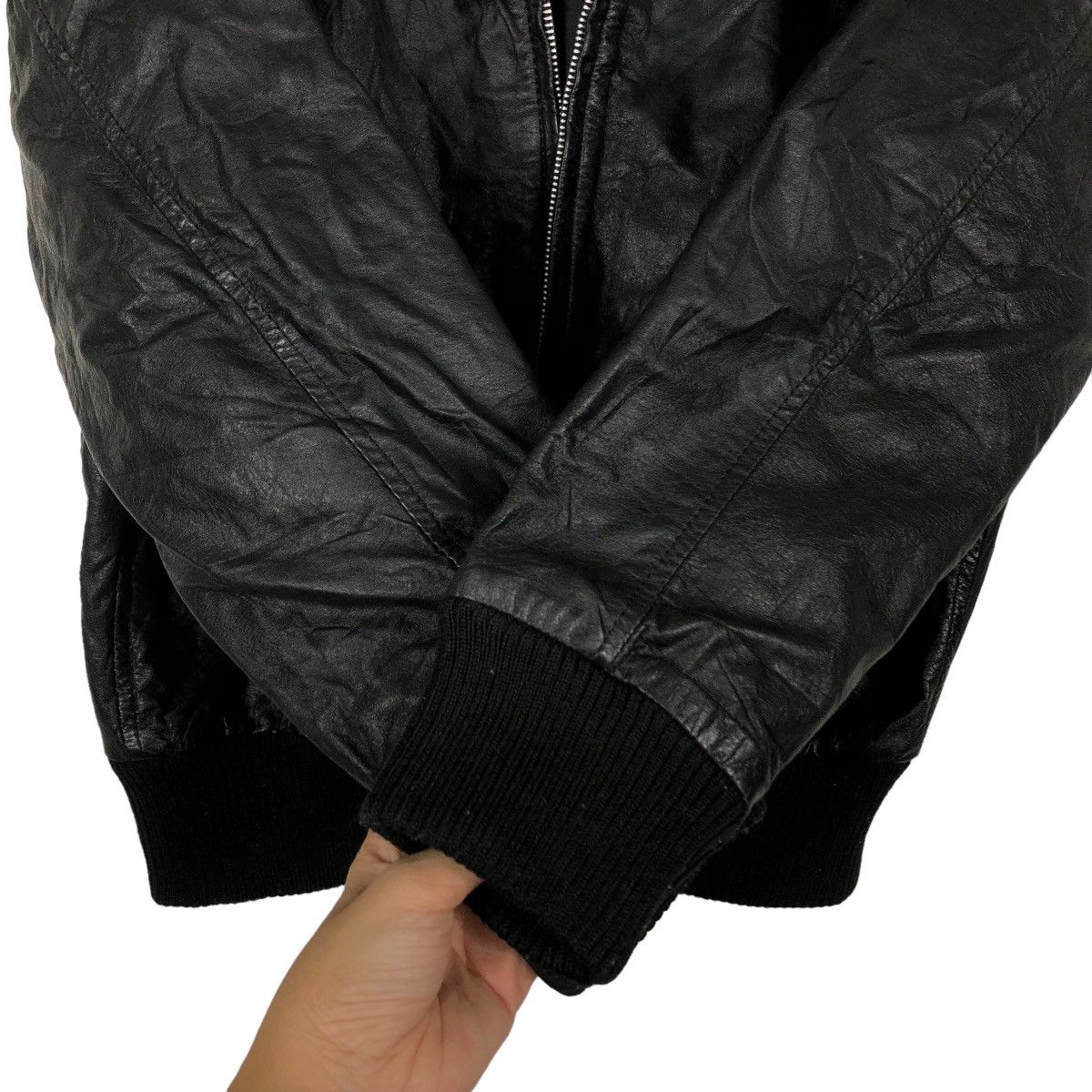 Genuine Leather 🔥90’s Maxwin Vintage Bomber Leather Jacket Issey Miyake Size US L / EU 52-54 / 3 - 11 Thumbnail
