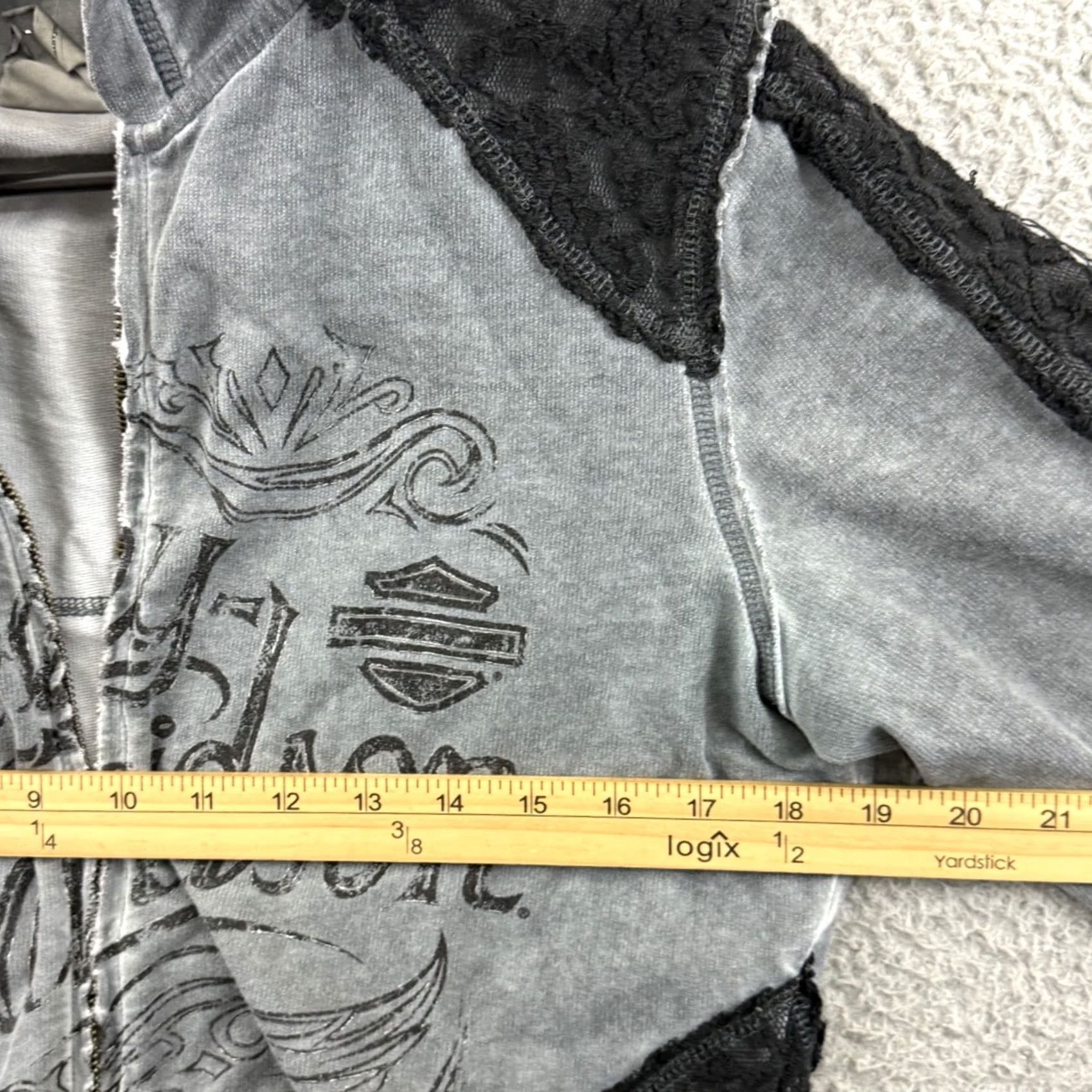 Harley Davidson VINTAGE Harley-Davidson Sweatshirt Womens Large Gray Biker Hoodie Grunge Y2K" Size L / US 10 / IT 46 - 6 Thumbnail
