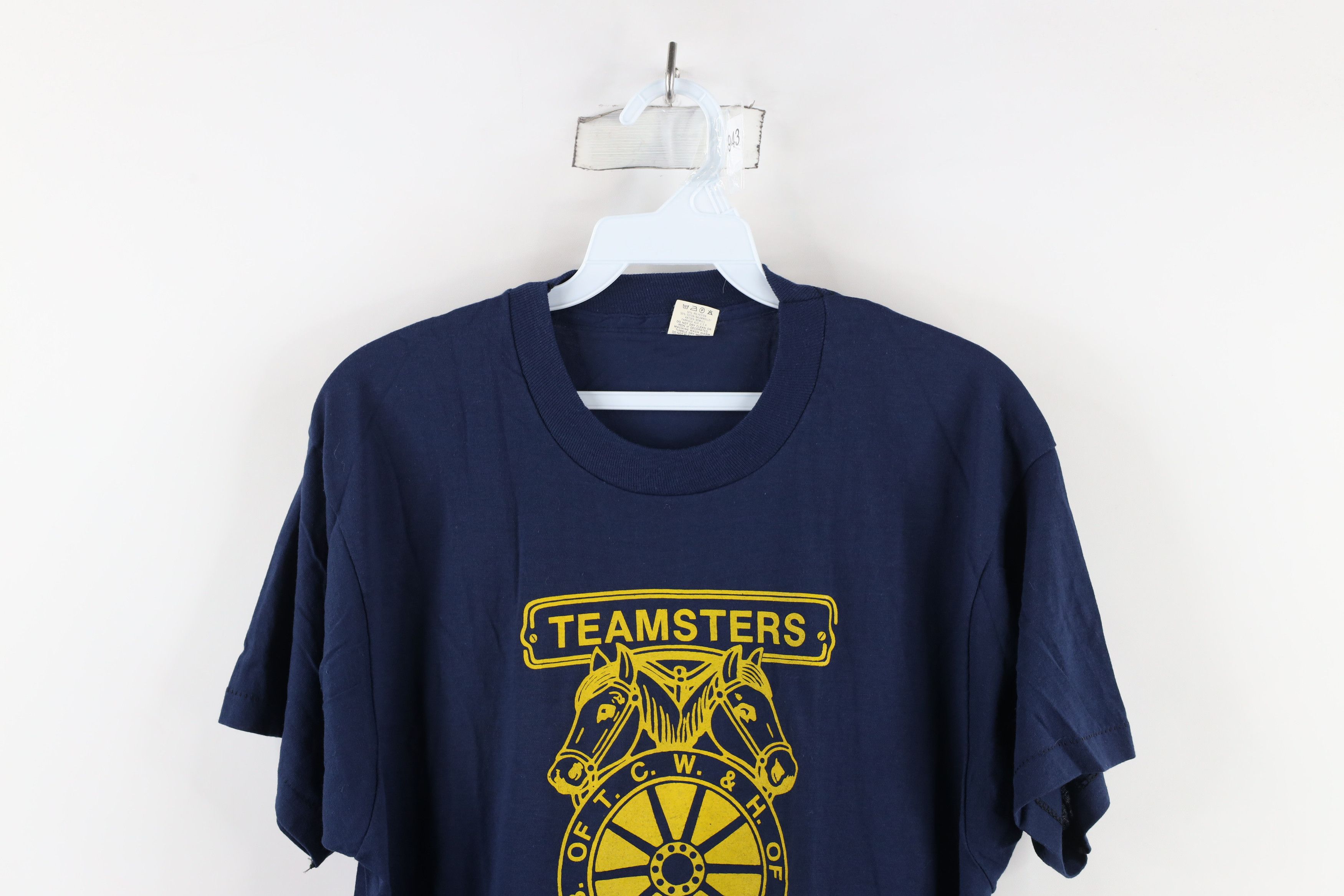 Vintage Deadstock Vintage 80s 20 Teamsters Union T-Shirt Blue USA Size US XL / EU 56 / 4 - 2 Thumbnail