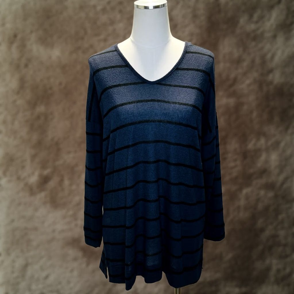 Soft Surroundings Soft Surroundings Downtown Hoodie Sweater Tunic Womens XL Blue Striped Pullover Size XL / US 12-14 / IT 48-50 - 1 Thumbnail