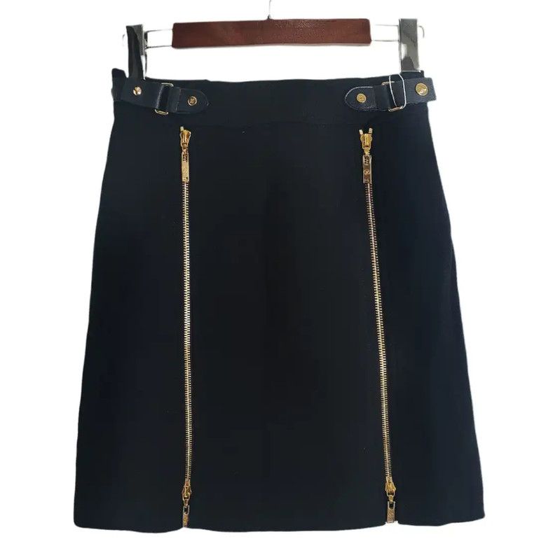 Louis Vuitton Louis Vuitton Black Cotton Blend Mini Skirt 0089 Size 22" - 1 Thumbnail