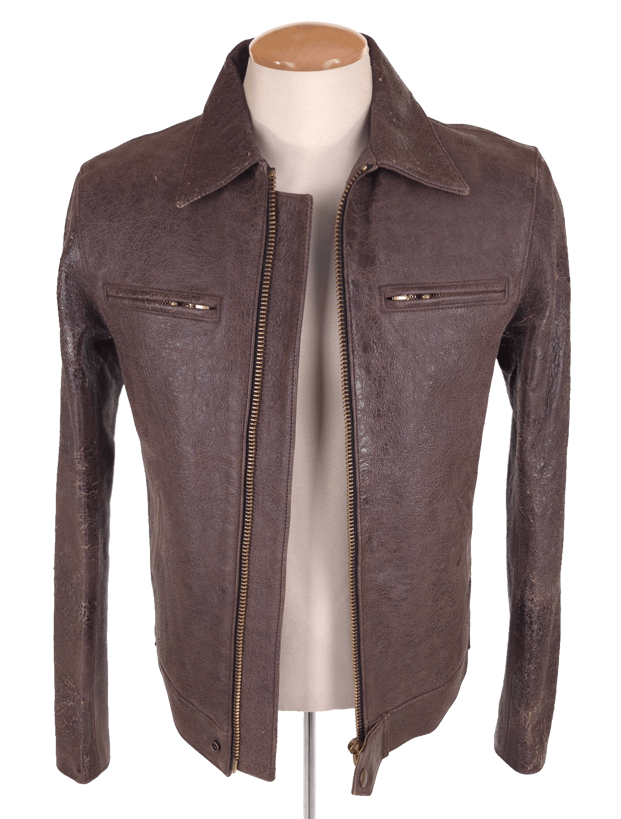 Blackmeans Blackmeans Distressed Leather Jacket Size 4 US Slim Fit M M Size US M / EU 48-50 / 2 - 4 Thumbnail