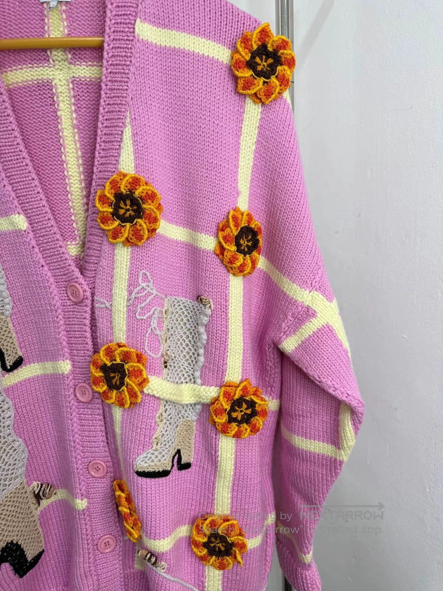 Loewe LOEWE Pink Floral Cardigan Sweater. Size US XS / EU 42 / 0 - 3 Thumbnail