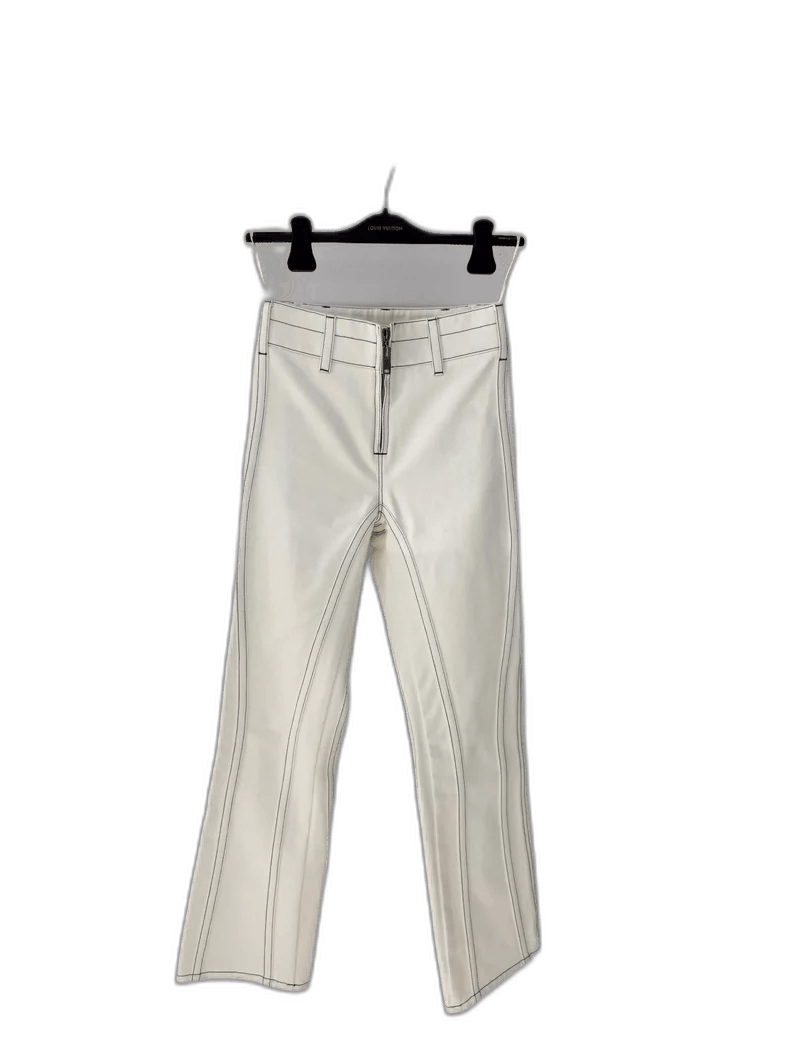 LV White Denim Pants with Contrast Stitching-2506