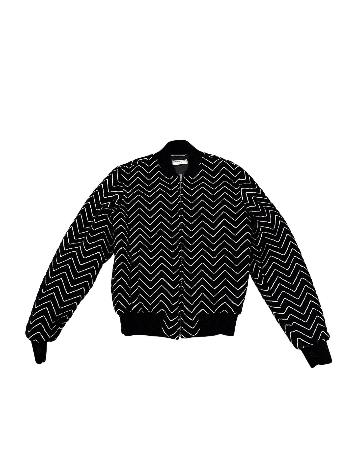 Saint Laurent Paris Saint Laurent Velvet Chevron Bomber Jacket Size 44 Size US S / EU 44-46 / 1 - 1 Thumbnail
