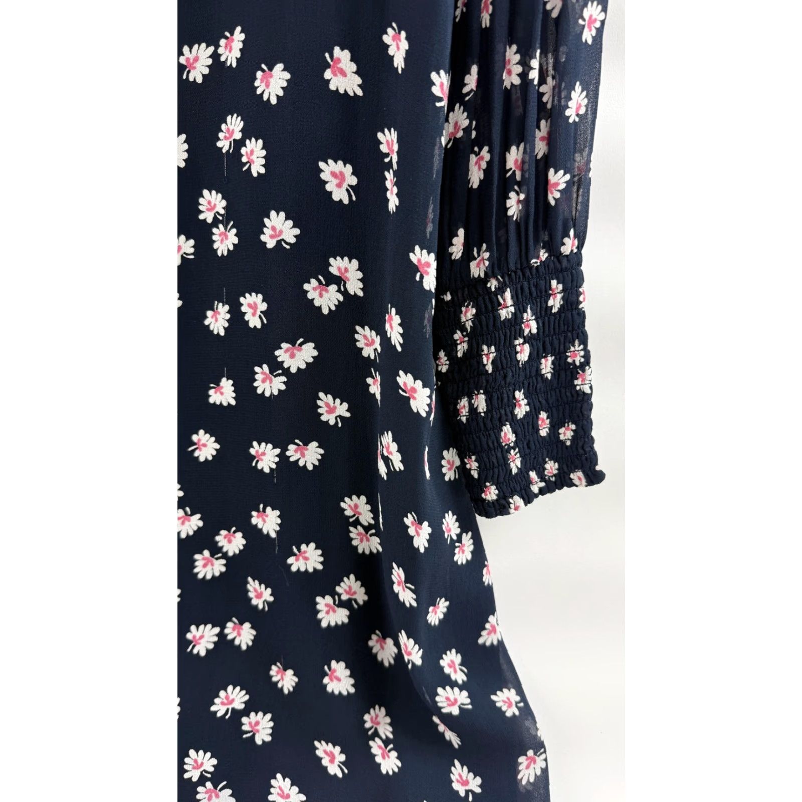 Ganni Ganni Dress Womens 34 Navy Blue Ruffle Georgette Daisy Floral Long Sleeve Mini Size XXS / US 00 / IT 34 - 7 Thumbnail