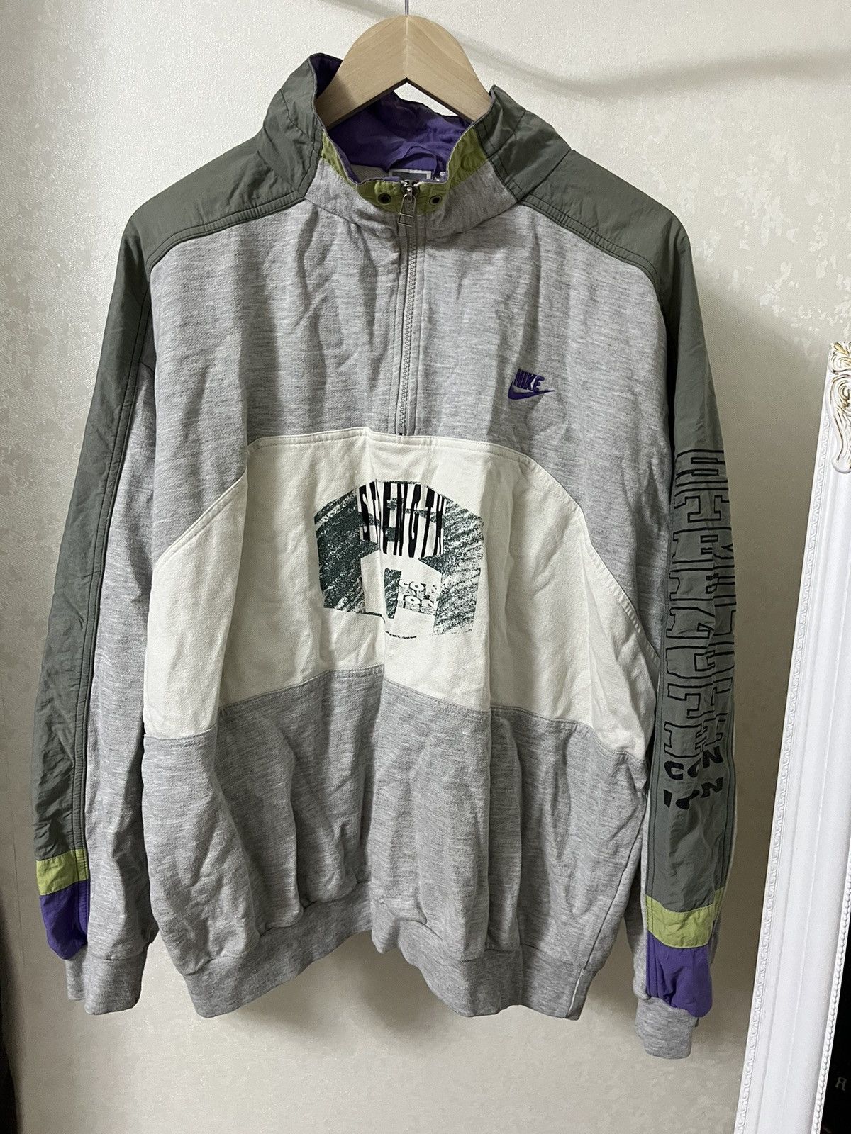 Nike × Vintage Nike Vintage 90s Training 1/4 Zip Jacket Size US L / EU 52-54 / 3 - 1 Thumbnail