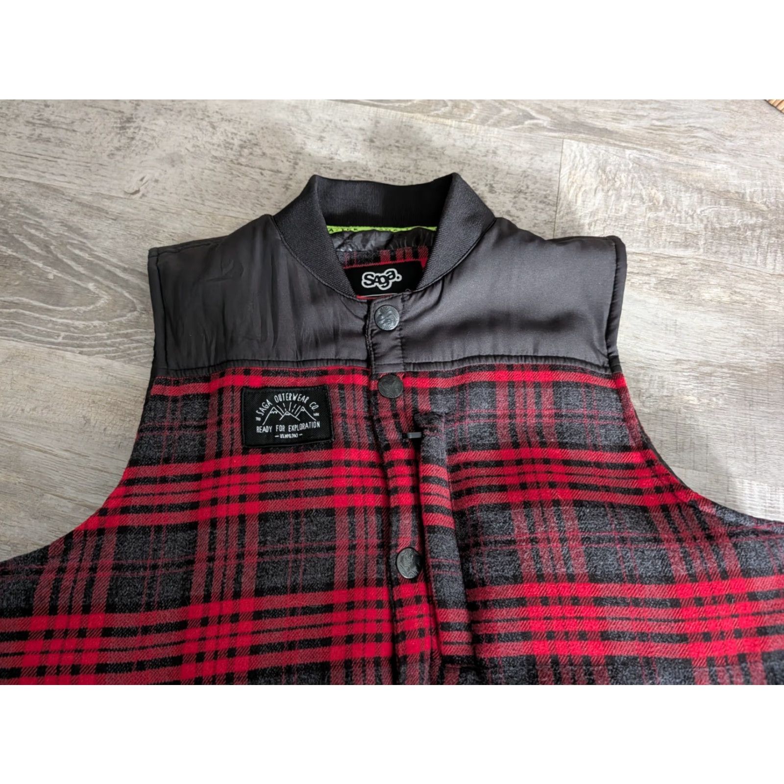 Vintage Saga Outerwear Saga-tek Insulated Vest Ski Snow Red Quilted Plaid Size Small EUC Size US S / EU 44-46 / 1 - 4 Thumbnail