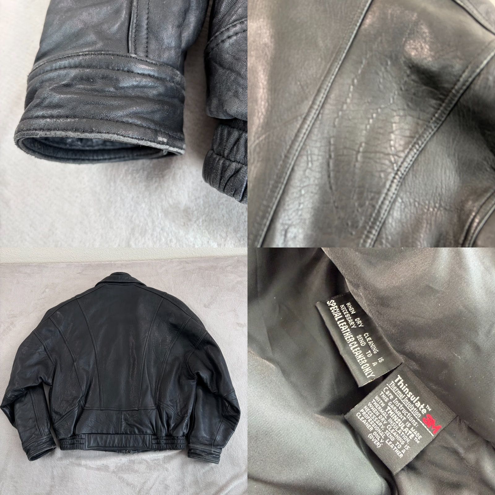 Vintage VINTAGE Wilsons Thinsulate Moto Punk Jacket Leather Black Large Men 80s 90s Biker Punk Grunge Gothic Bohemian Style Belted Zipper Buckle Snap Denim? Size US L / EU 52-54 / 3 - 8 Thumbnail