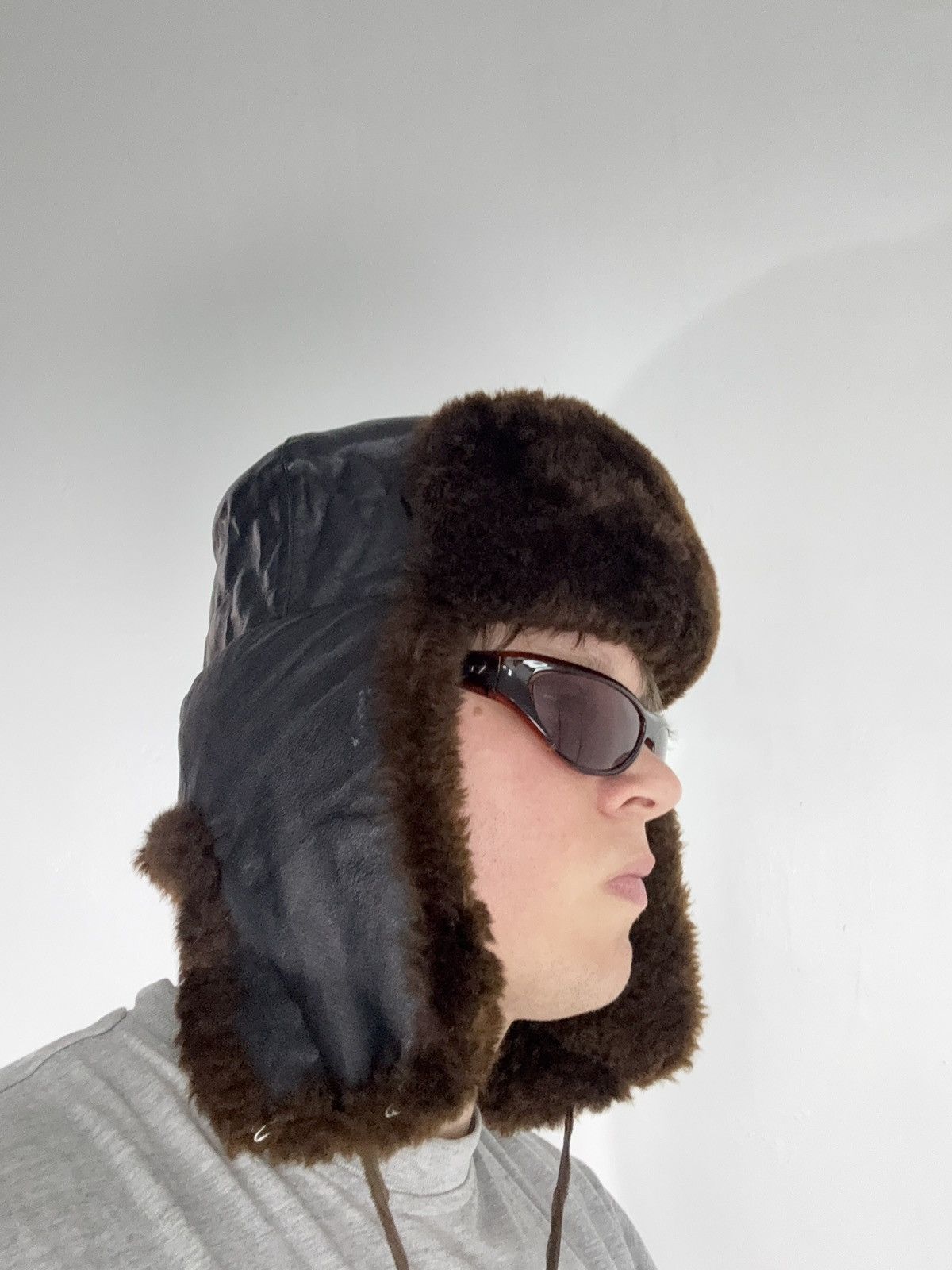 Vintage Vntg 80s Aviator Real Leather / Fur RARE Retro Ushanka Hat Size ONE SIZE - 3 Thumbnail