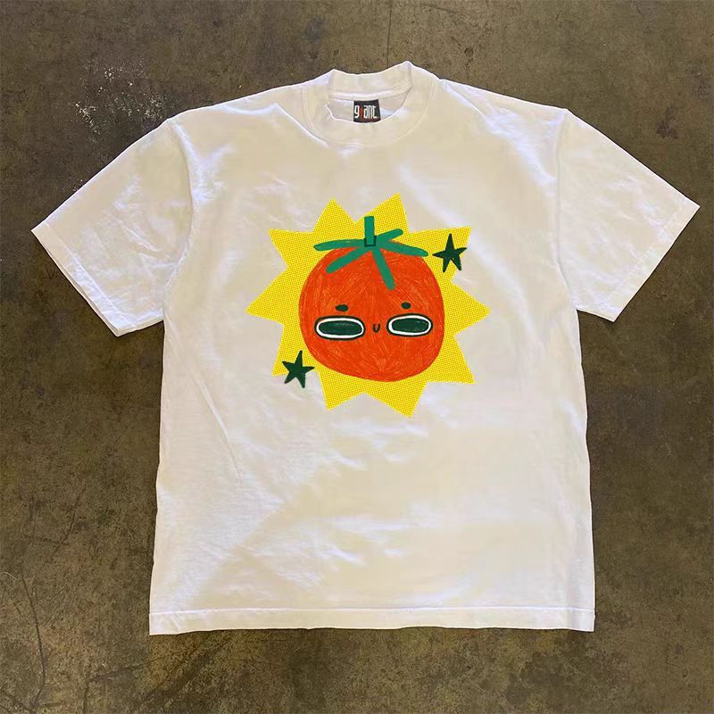 Vintage White loose fun tomato print short sleeve T-shirt Size US XXL / EU 58 / 5 - 2 Thumbnail