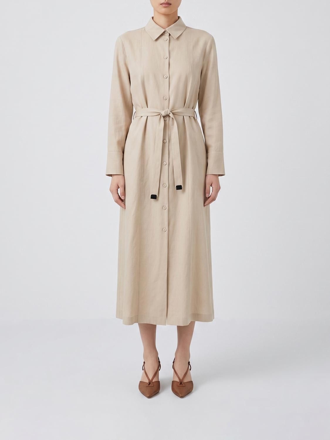 Max Mara Max Mara Dress Woman Beige Size L / US 10 / IT 46 - 1 Thumbnail