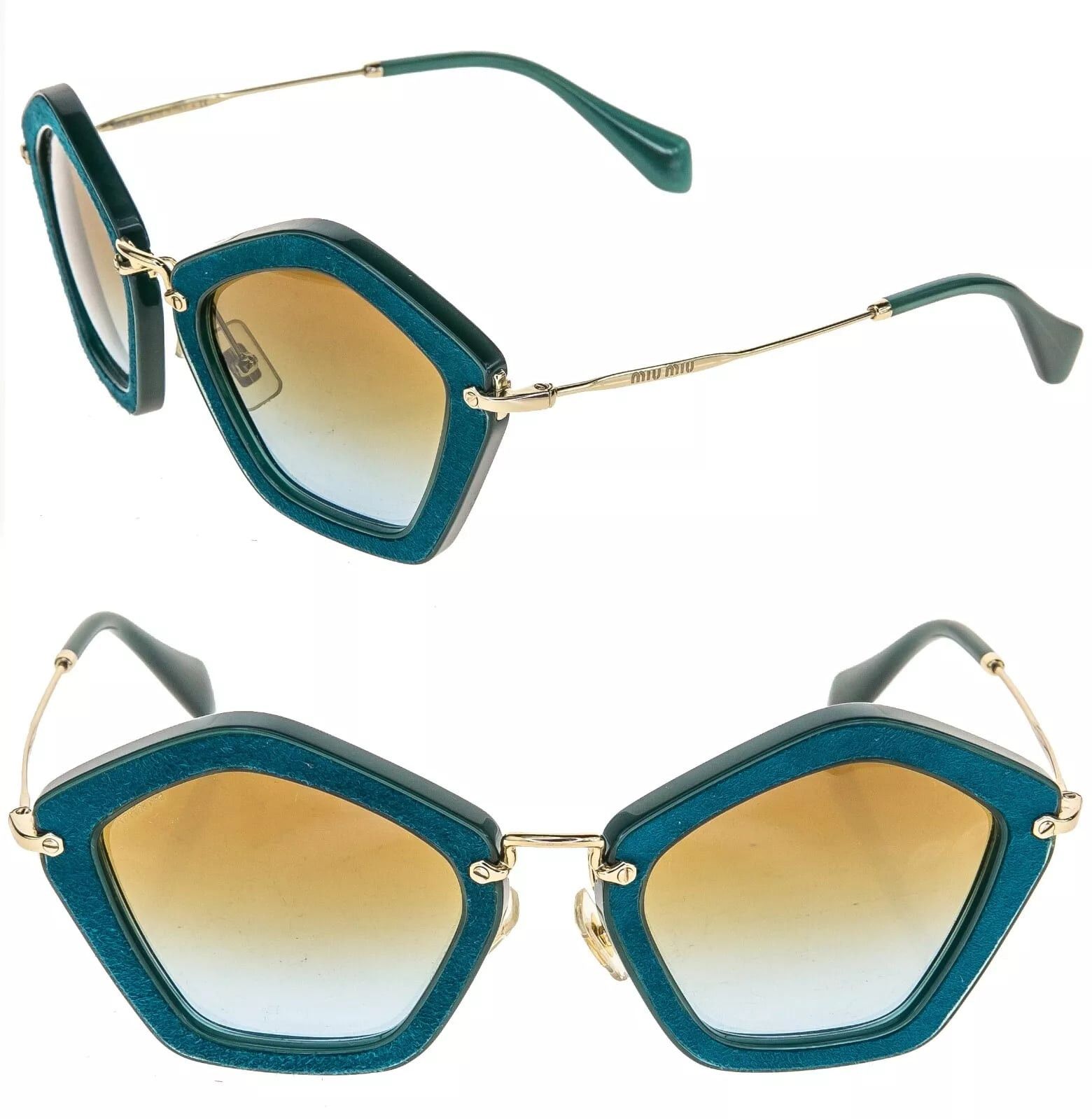 Miu Miu MIU MIU CULTE 06O Turquoise Green Suede Sunglasses MU06OS Size ONE SIZE - 1 Thumbnail