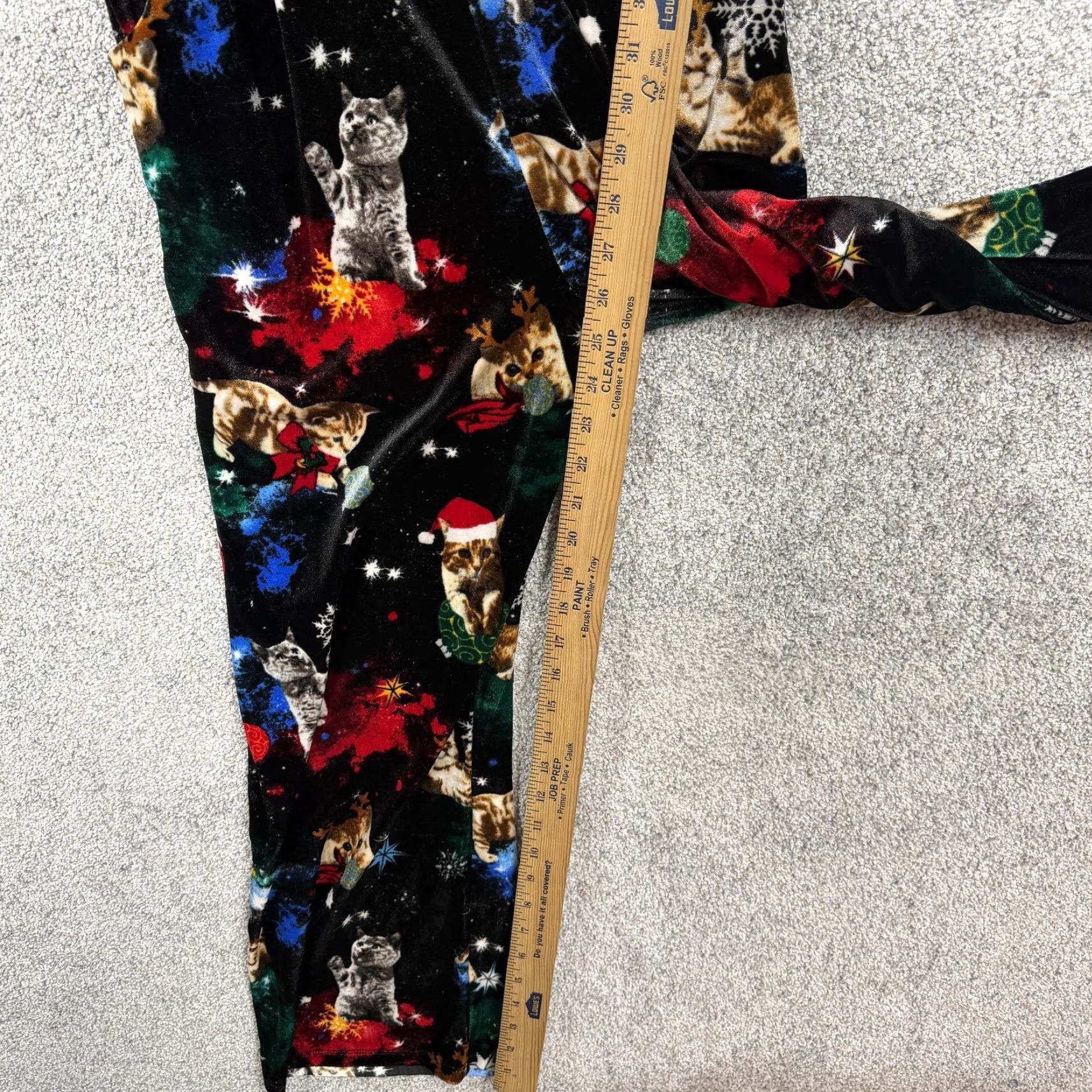 Vintage No Boundaries Jumpsuit Womens XS Black Cat Santa Velour Christmas Kitsch NWT Size 26" / US 2 / IT 38 - 7 Thumbnail