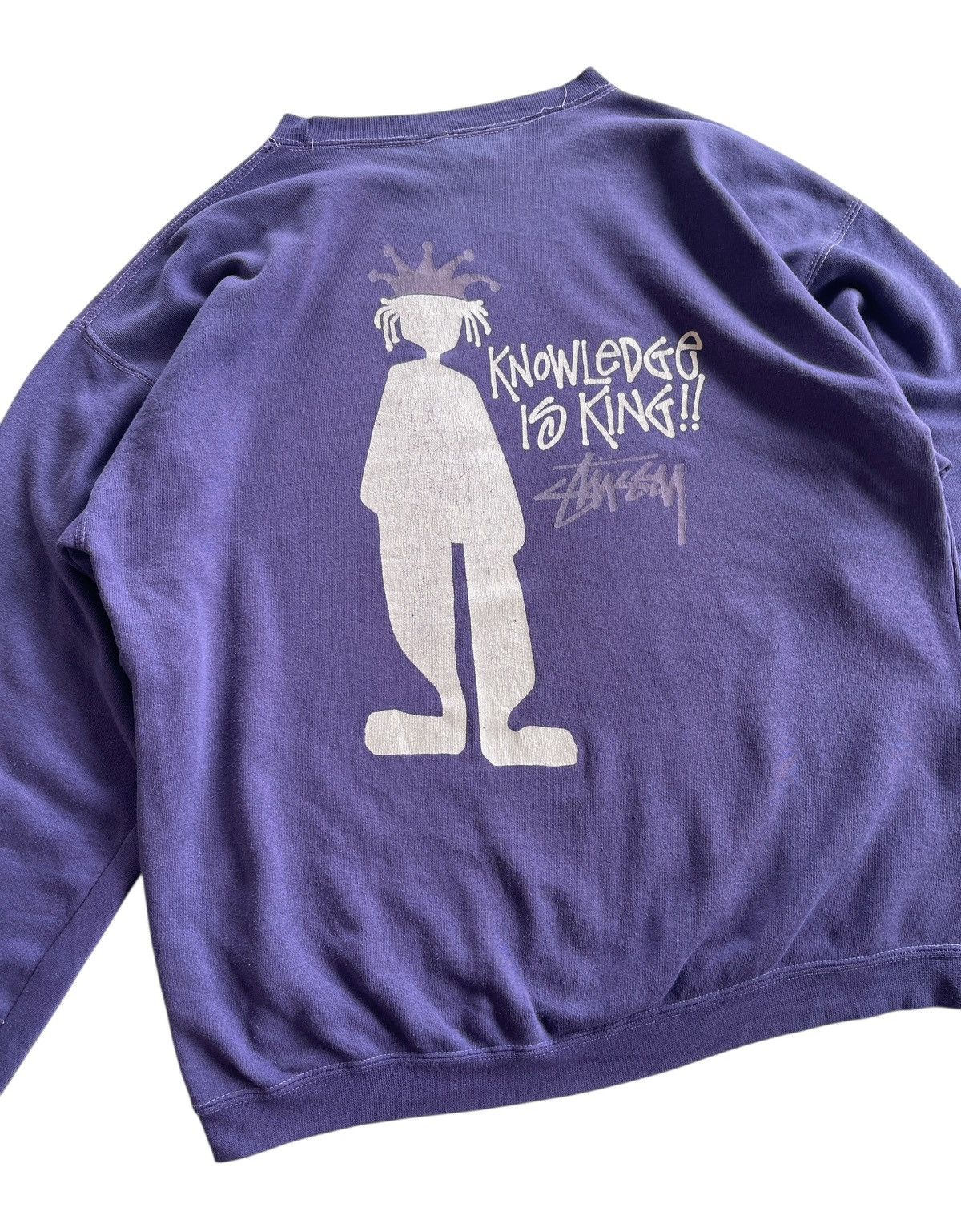 Stussy 90s Stussy "Knowledge Is King" Faded Crewneck Sweatshirt Size US L / EU 52-54 / 3 - 7 Thumbnail