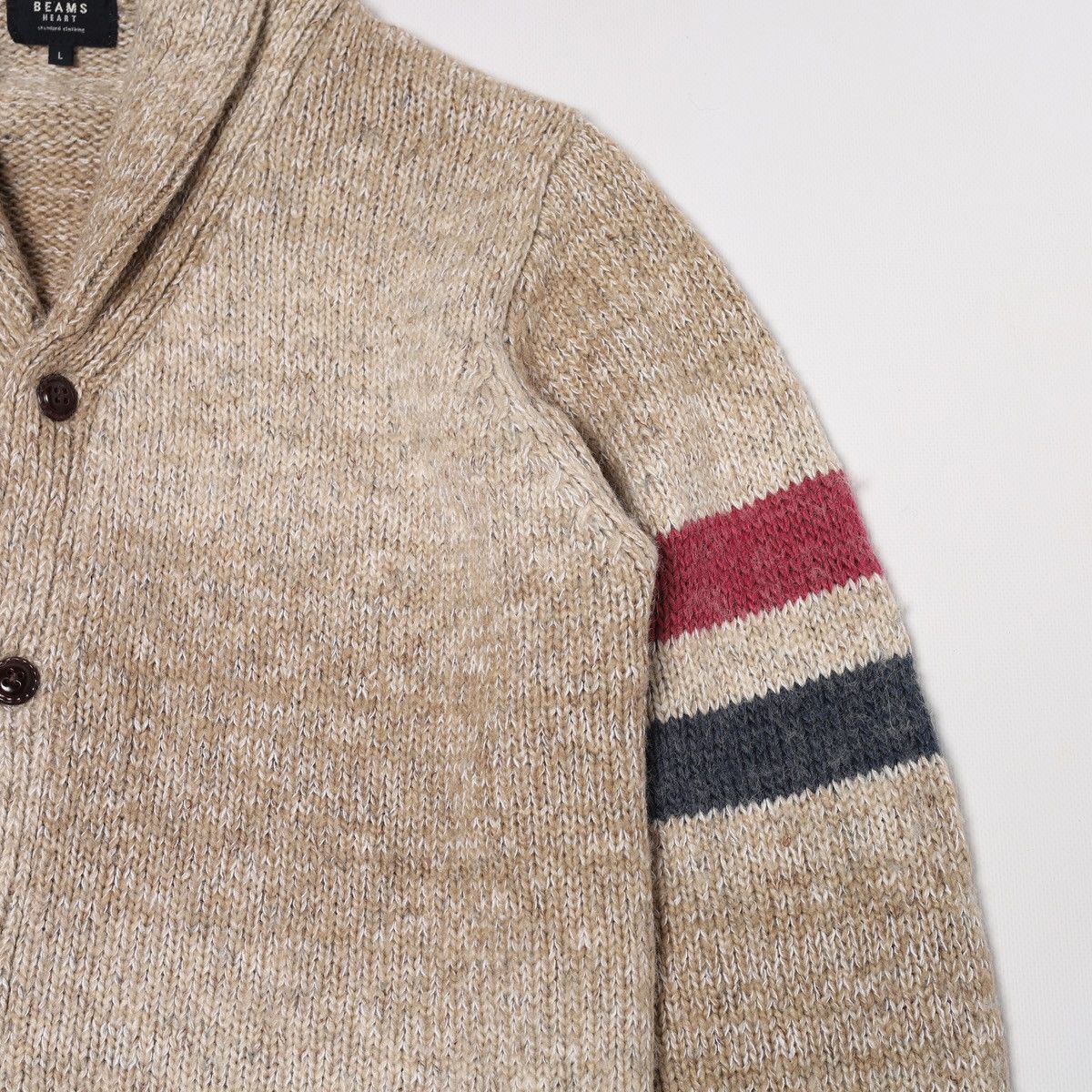 Beams Japan Beams Heart Cardigan Acrylic Wool Cotton Sweater Shawl Colla Size US M / EU 48-50 / 2 - 7 Thumbnail