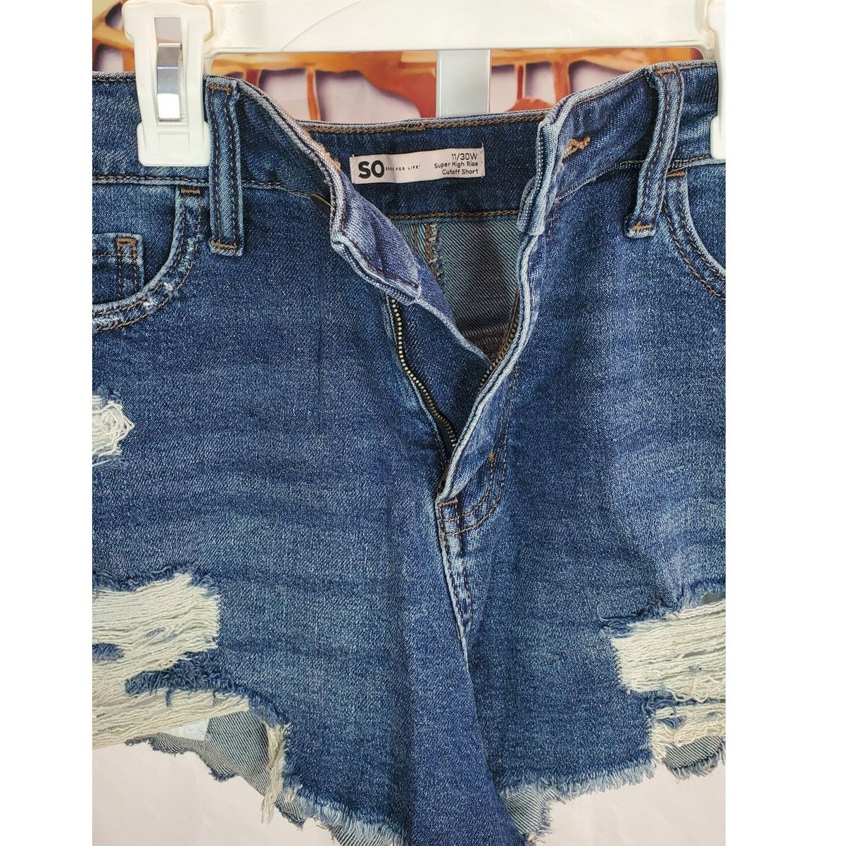 Other SO Dark Blue Distressed High Rise Cutoff Shorts Size 11 Size 34" / US 12 / IT 48 - 4 Thumbnail
