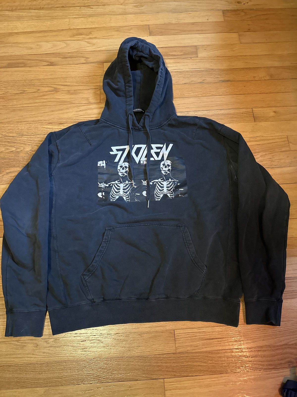 image of Stolen Girlfriends Club Charcoal Washed Hoodie in Black, Men's (Size Medium)