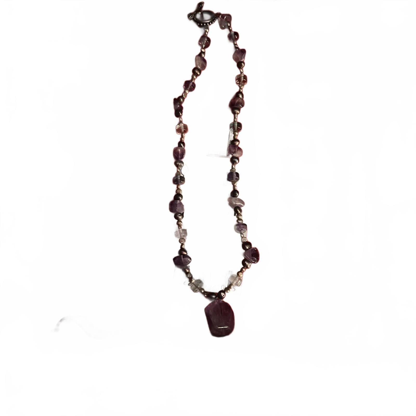 Unknown London Purple Stone Charm Pendant Necklace Size ONE SIZE - 2 Thumbnail