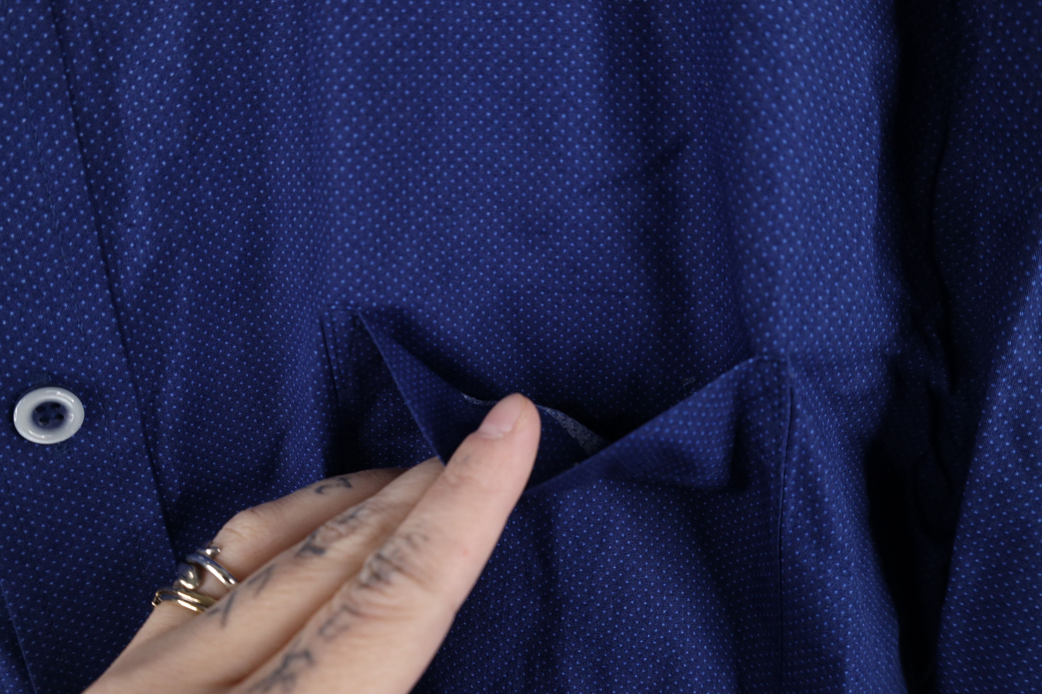 Johnston & Murphy Johnston & Murphy Collared Button Shirt Blue Cotton Size US XL / EU 56 / 4 - 5 Thumbnail