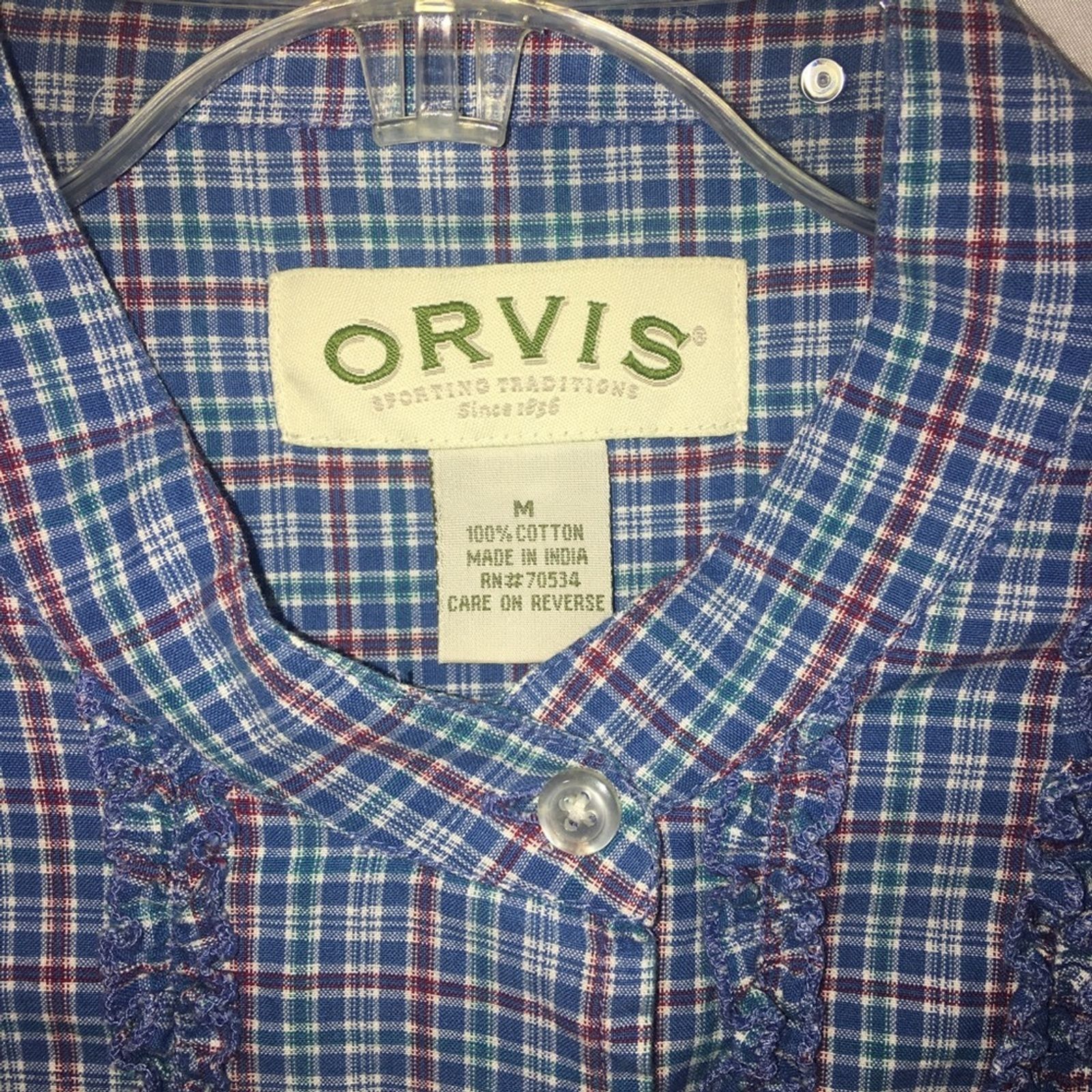 Orvis Orvis Women's Shirt Blouse Plaid Long Sleeve Size Medium Size US M / EU 48-50 / 2 - 4 Thumbnail