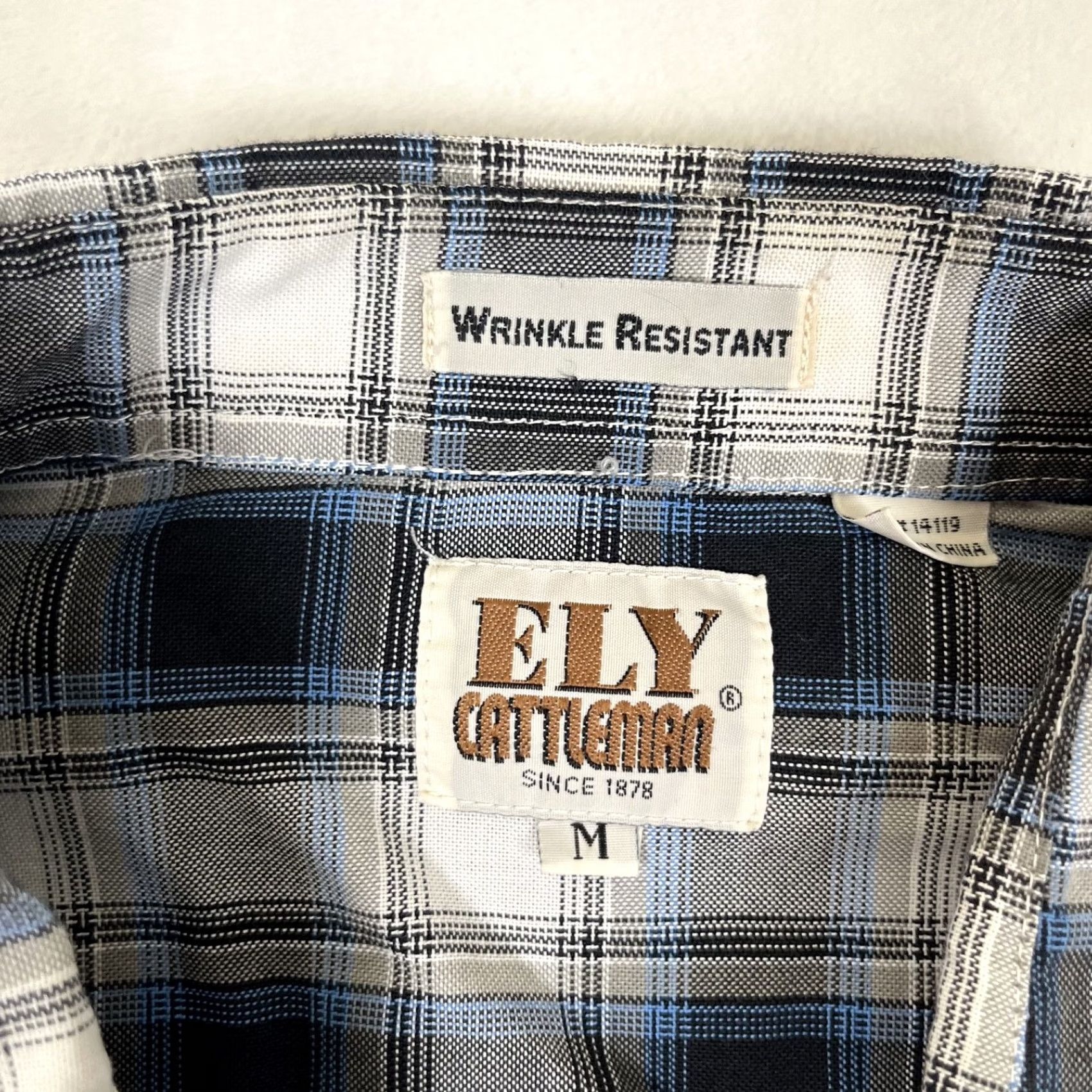 Vintage Ely Cattleman Blue Plaid Shirt Men's M Long Sleeve Western Cowboy Size US M / EU 48-50 / 2 - 3 Thumbnail